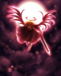  blonde_hair ex-rumia flying full_moon glowing glowing_eyes moon red_eyes rumia sword the_iron_of_yin_and_yang touhou weapon wings 