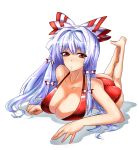  bikini breasts fujiwara_no_mokou nanban_teishoku ribbon silver_hair swimsuit touhou 