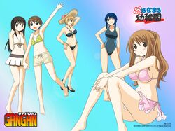  bikini competition_swimsuit hanamaru_youchien hands_clasped hat high_heels kusano-sensei legs navel one-piece_swimsuit sakura_(hanamaru_youchien) shoes straw_hat striped striped_bikini striped_swimsuit swimsuit tsuchida_satsuki wallpaper wink yamamoto_mayumi yamamoto_nanako yuuto_(p.a.) 