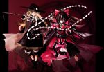  2girls alternate_costume banpai_akira black_hair blonde_hair braid broom castlevania chains duplicate gohei hakurei_reimu hat kirisame_marisa koumajo_densetsu long_hair red_eyes short_hair touhou wallpaper yellow_eyes 