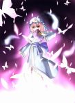  bow butterfly fan ghost hat japanese_clothes pink_eyes pink_hair saigyouji_yuyuko solo touhou 