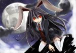  bunny_ears bunny_tail clouds long_hair moon necktie nino_(shira) rabbit_ears red_eyes reisen_udongein_inaba school_uniform sitting smile tail thigh_highs thighhighs touhou when_you_see_it yagokoro 