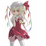  flandre_scarlet hat highres red_eyes solo supertie thigh-highs thighhighs touhou wind wings zettai_ryouiki 
