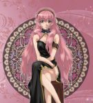  blue_eyes bracelet choker crossed_legs dress jewelry long_hair megurine_luka palette_world_breakdown_(vocaloid) pink_hair sitting solo tsukimido very_long_hair vocaloid 