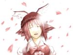  bad_id closed_eyes face hat kichi_(takane) mystia_lorelei petals pink_hair ribbon short_hair smile solo touhou wings 