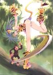  animal_ears attack boomerang cat_ears catgirl chamcham green_eyes green_hair monkey paku_paku panties ryoji samurai_shodown smile snk 