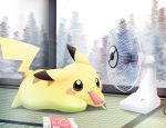  electric_fan food hot ice_cream no_humans pemyu pikachu pokemon pokemon_(creature) pokemon_(game) pokemon_rgby popsicle sweat 