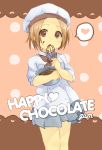  bowl brown_eyes brown_hair chocolate gum_(vivid_garden) hat heart highres k-on! short_hair solo tainaka_ritsu whisk 