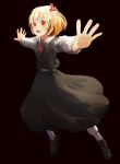  blonde_hair chirigami-san hair_ornament hair_ribbon open_mouth outstretched_arms red_eyes ribbon rumia spread_arms touhou 
