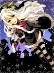  christmas original pantyhose santa_costume solo striped striped_legwear striped_pantyhose white_hair yellow_eyes yuzuki_karu 
