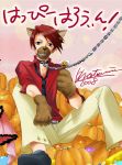  animal_ears blue_eyes chains halloween kei_natsumi necktie pumpkin redhead umineko_no_naku_koro_ni ushiromiya_battler 