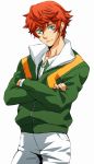  blue_eyes crossed_arms male orange_hair sengoku_kiyosumi short_hair smile solo tennis_no_ouji-sama yamada_3 