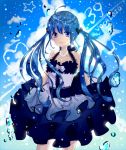  39 ahoge bad_id blue_eyes blue_hair dress hatsune_miku jewelry kotorii long_hair necklace smile solo twintails vocaloid 