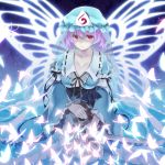  ayase_hazuki breasts butterfly butterfly_wings cleavage hat japanese_clothes kimono large_breasts pink_eyes pink_hair saigyouji_yuyuko short_hair skull solo touhou triangular_headpiece weapon wings 