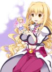  blonde_hair buckle crop_top long_hair lyrical_nanoha mahou_shoujo_lyrical_nanoha mahou_shoujo_lyrical_nanoha_a&#039;s mahou_shoujo_lyrical_nanoha_a&#039;s_portable:_the_battle_of_aces mahou_shoujo_lyrical_nanoha_a's mahou_shoujo_lyrical_nanoha_a's_portable:_the_battle_of_aces mahou_shoujo_lyrical_nanoha_a's_portable:_the_gears_of_destiny midriff navel open_mouth pants puffy_sleeves sch skirt smile u-d very_long_hair wide_sleeves yellow_eyes 