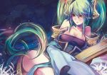  blush breasts brown_eyes etwahl green_hair highres league_of_legends long_hair shadowsinking solo sona_buvelle twintails very_long_hair 