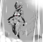  bottomless dark_persona gardevoir mizone monochrome navel no_humans pokemon red_eyes short_hair solo spot_color 