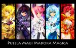  akemi_homura armor armored_dress black_hair blonde_hair blue_eyes blue_hair bow cosplay dress drill_hair fate/extra fate/stay_night fate/unlimited_codes fate_(series) gauntlets gilgamesh gilgamesh_(cosplay) hair_bow kaname_madoka long_hair mahou_shoujo_madoka_magica miki_sayaka multiple_girls odd_one_out pink_eyes pink_hair polearm ponytail purple_eyes red_eyes red_hair redhead saber saber_(cosplay) saber_alter saber_alter_(cosplay) saber_extra saber_extra_(cosplay) saber_lily saber_lily_(cosplay) sakura_kyouko short_twintails spear sword tomoe_mami twin_drills twintails violet_eyes weapon yamako777 yellow_eyes 