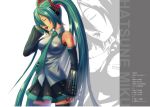  character_name closed_eyes detached_sleeves eyes_closed green_hair hand_on_headphones hatsune_miku headphones lasterk long_hair necktie open_mouth skirt solo thigh-highs thighhighs twintails very_long_hair vocaloid zoom_layer 