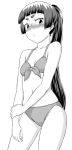  ao_no_exorcist bikini blush eyebrows kamiki_izumo long_hair monochrome ponytail shinogi_a-suke swimsuit 