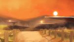  ha_ru highres no_humans road scenary scenery sunset sword_art_online wooden_fence 