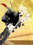  1boy 1girl artist_request blonde_hair brother_and_sister kagamine_len kagamine_rin short_hair siblings source_request twins vocaloid 