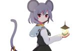 60mai animal_ears grey_hair jeweled_pagoda long_sleeves mouse_ears mouse_tail nazrin red_eyes short_hair smile solo tail tail_raised touhou white_background