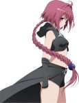  1girl braid fingerless_gloves gloves hoodie kurosaki_mea official_art shorts simple_background single_braid solo to_love-ru to_love-ru_darkness white_background 