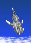  ace_combat ace_combat_04 airplane akagi_souryuu canard canards cloud clouds flying highres jet sky what_if x-02_wyvern yellow_squadron 