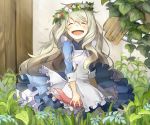  blonde_hair blush child closed_eyes danchi_(pomechize) dress eyes_closed flower head_wreath jewelry kagerou_project key long_hair mary_(kagerou_project) necklace open_mouth pomechize ribbon smile solo souzou_forest_(vocaloid) wavy_hair wreath wreathe 