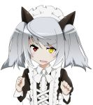  cat_ears drpow heterochromia infinite_stratos laura_bodewig maid maid_headdress no_eyepatch paw_pose silver_hair tom_(drpow) twintails 