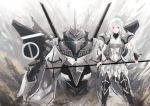  armor arufa_(hourai-sugar) gray_eyes long_hair mecha original weapon white_hair 