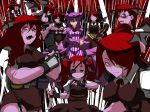  commentary_request fingerless_gloves gloves head_wings koakuma long_hair long_sleeves multiple_girls odd_one_out patchouli_knowledge red_eyes red_hair redhead short_hair tamuhi touhou 