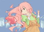  chicken dress green_eyes headless jinrui_wa_suitai_shimashita knife long_hair motion_lines pink_hair prehensile_hair watashi_(jintai) 