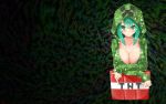  blush breasts cleavage creeper green_eyes green_hair hood minecraft no_bra 