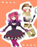  alternate_costume breasts cheria_barnes cleavage_cutout hat heart hirosuke looking_at_viewer multicolored_hair multiple_girls open_mouth pantyhose pascal red_hair redhead short_shorts shorts smile tales_of_(series) tales_of_graces two-tone_hair white_hair 