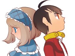  black_hair blue_eyes brown_hair child crying lolita_fashion looking_down lowres odamaki_sapphire pokemon pokemon_special red_eyes ruby_(pokemon) shirou_(vista) short_hair tears 