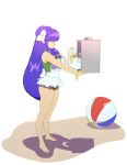 apron ball bangs barefoot beachball bird coke-bottle_glasses delivery duck flower food hair_bobbles hair_flower hair_ornament long_hair mousse noodles one-piece_swimsuit payot purple_hair ranma_1/2 shampoo_(ranma_1/2) swimsuit teben-the-every very_long_hair 