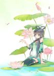  dragonfly flower lily_pad liusang luo_tianyi thigh-highs thighhighs vocaloid 