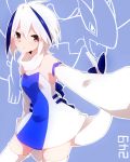  bare_shoulders blue_hair detached_collar detached_sleeves highres looking_at_viewer lugia multicolored_hair personification pink_eyes pokemon short_hair sleeves_past_wrists solo tail takeshima_(nia) thigh-highs thighhighs two-tone_hair white_hair white_legwear zettai_ryouiki 