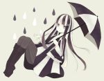  long_hair looking_at_viewer mitsutoki original simple_background solo striped umbrella 