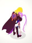  1girl blonde_hair blush hirosuke hug long_hair purple_hair richard_(tales_of_graces) simple_background sophie_(tales_of_graces) tales_of_(series) tales_of_graces twintails very_long_hair white_background 