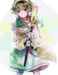 1boy aogiri_(fragment) green_eyes green_hair hair_tubes hairband ion light_smile looking_at_viewer male robe smile solo staff standing tales_of_(series) tales_of_the_abyss 