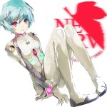  ayanami_rei blue_hair highres light_smile neon_genesis_evangelion nerv plugsuit red_eyes short_hair simple_background sitting white_background 