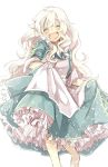  blush closed_eyes dress eyes_closed happy long_hair mary_(kagerou_project) mitsu_yomogi silver_hair smile souzou_forest_(vocaloid) vocaloid 
