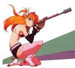  1girl anti-materiel_rifle blue_eyes boots company_connection cosplay echiwa gainax gun hair_ornament neon_genesis_evangelion orange_hair pink_legwear rifle short_shorts shorts skull_hair_ornament sniper_rifle solo souryuu_asuka_langley tengen_toppa_gurren_lagann thigh-highs weapon yoko_littner yoko_littner_(cosplay) 