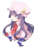  bow bust capelet crescent hair_bow hat long_hair p_qpo_oq patchouli_knowledge purple_eyes purple_hair solo touhou violet_eyes white_background 