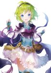  1girl armor blue_eyes blush boots cape fire_emblem fire_emblem:_rekka_no_ken fire_emblem_heroes gloves green_hair hairband highres looking_at_viewer nino_(fire_emblem) open_mouth pegasus_knight purple_hairband short_hair skirt smile solo 