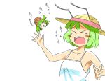 &gt;_&lt; alternate_costume antennae blush bucket closed_eyes collarbone eyes_closed hair_bobbles hair_ornament hat in_bucket in_container kieeyo kisume multiple_girls open_mouth short_hair sleeveless tears touhou twintails wriggle_nightbug 