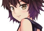  1girl bangs blush brown_eyes close-up closed_mouth eyebrows_visible_through_hair face kouno_hikaru lavender_hair looking_at_viewer original profile short_hair sleeveless solo white_background 